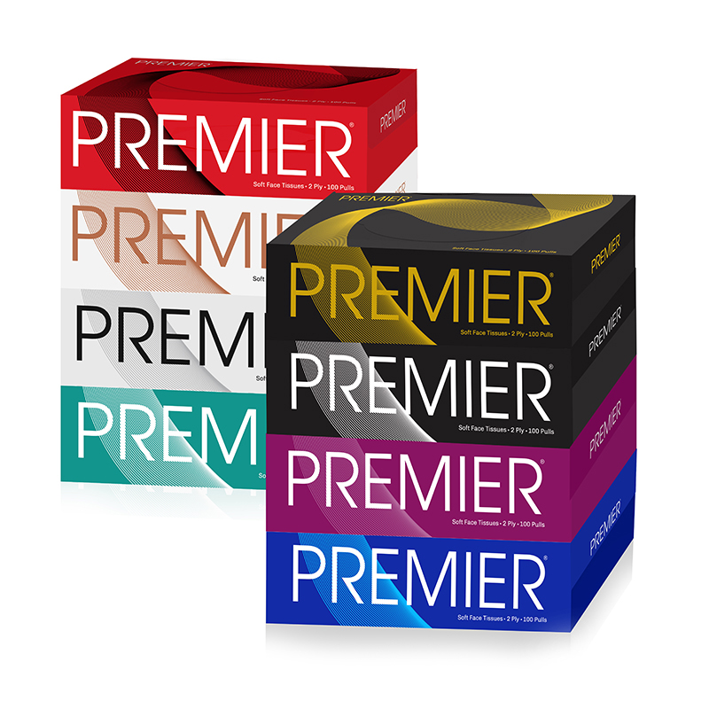 Premier Face Tissue Box 100 Pulls 4Ãƒâ€”1- Pack of 2