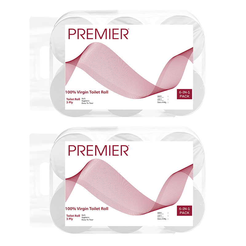Premier Toilet Roll 300 Pulls 6Ãƒâ€”1 Ã¢â‚¬â€œ Pack of 2