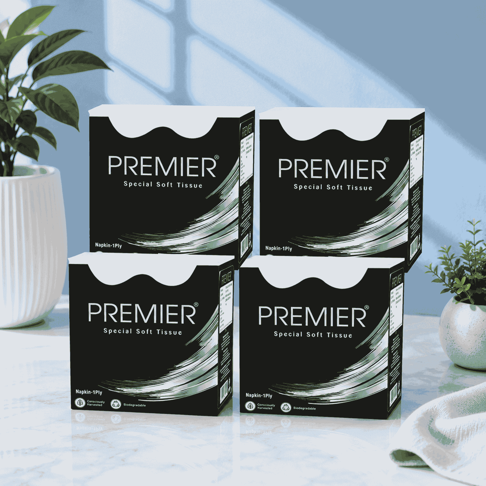Premier Paper Napkin 90 Pulls - Pack of 4