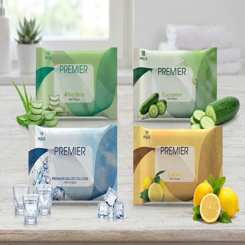Premier Wet Wipes 10 Pulls Assorted - Pack of 6